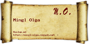Mingl Olga névjegykártya